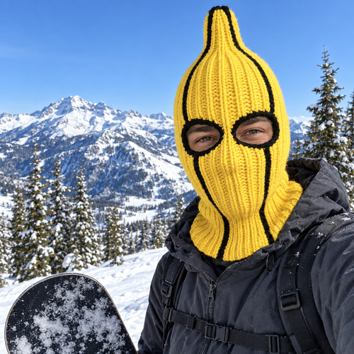 Banana Balaclava - Yellow Knit Novelty Ski Mask