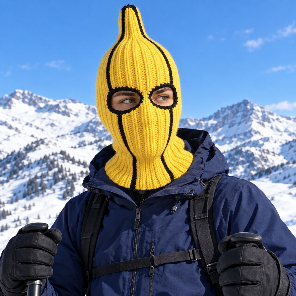 Banana Balaclava - Yellow Knit Novelty Ski Mask