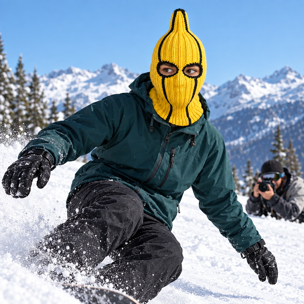 Banana Balaclava - Yellow Knit Novelty Ski Mask