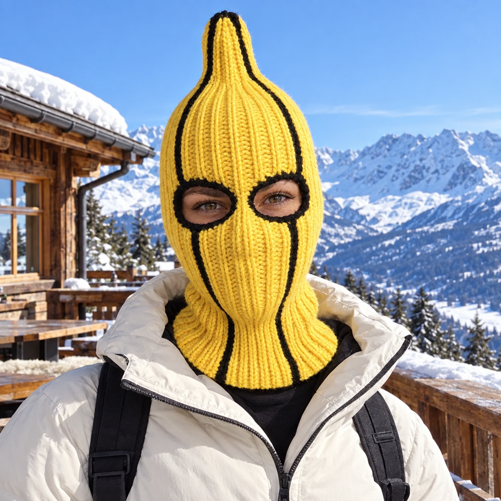 Banana Balaclava - Yellow Knit Novelty Ski Mask