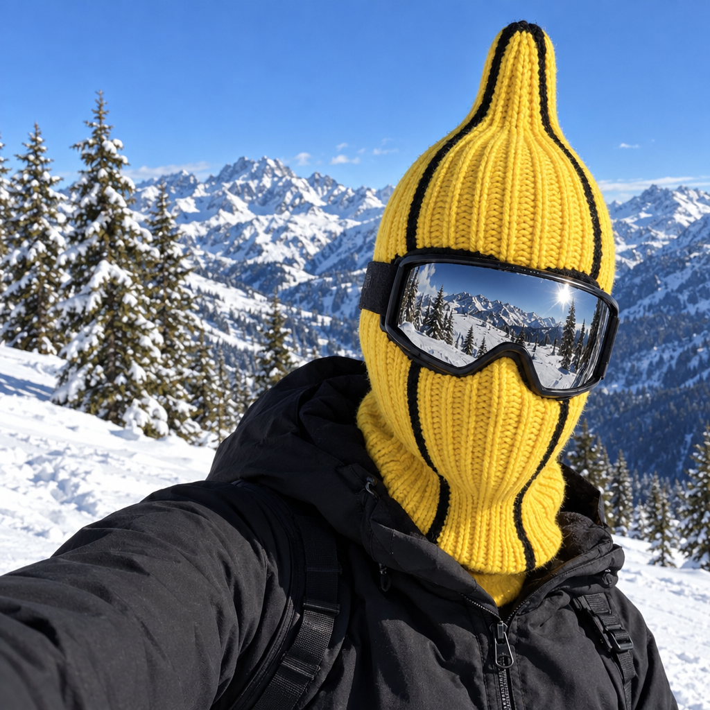Banana Balaclava - Yellow Knit Novelty Ski Mask
