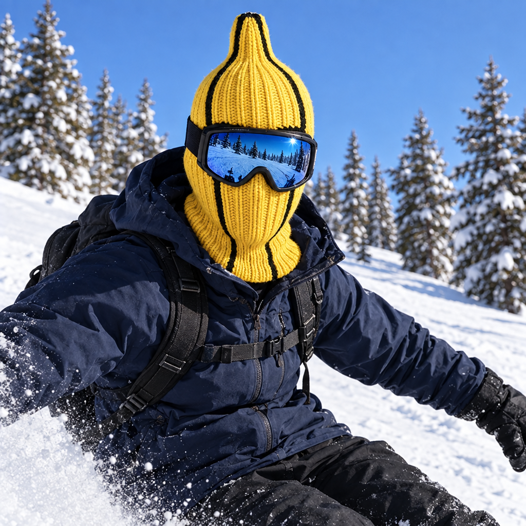 Banana Balaclava - Yellow Knit Novelty Ski Mask